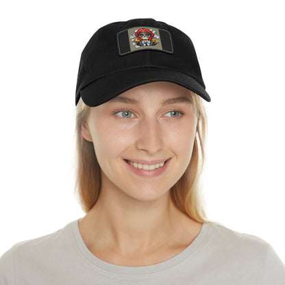 poker skull hat Hat with Leather Patch