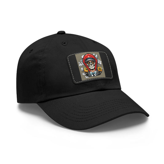 poker skull hat Hat with Leather Patch