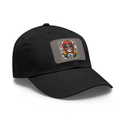 poker skull hat Hat with Leather Patch