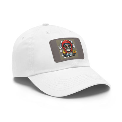 poker skull hat Hat with Leather Patch