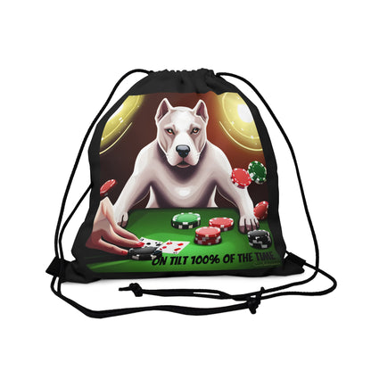 "On tilt 100% of the time" Drawstring Bag