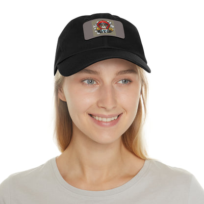 poker skull hat Hat with Leather Patch