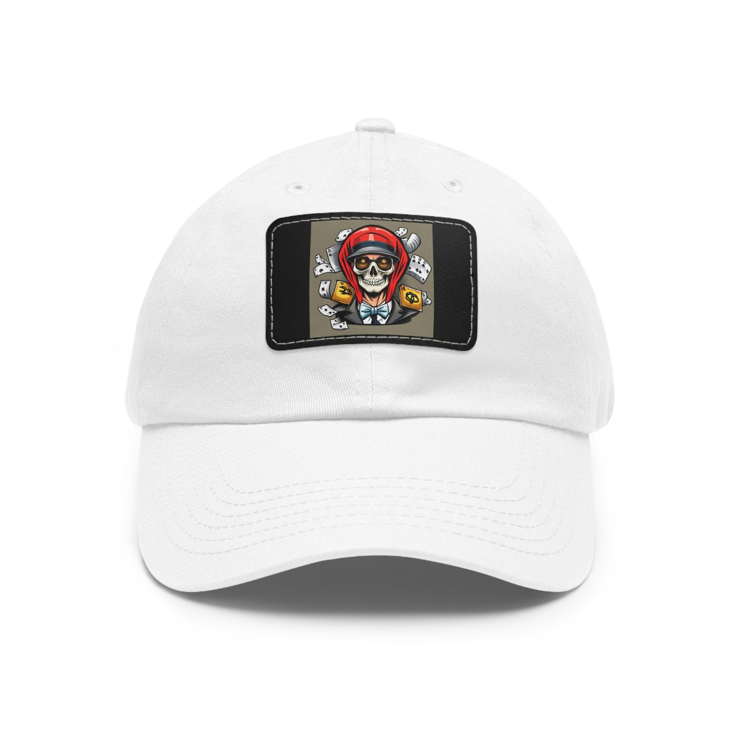 poker skull hat Hat with Leather Patch
