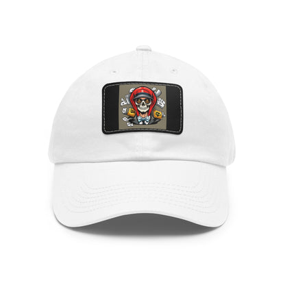 poker skull hat Hat with Leather Patch