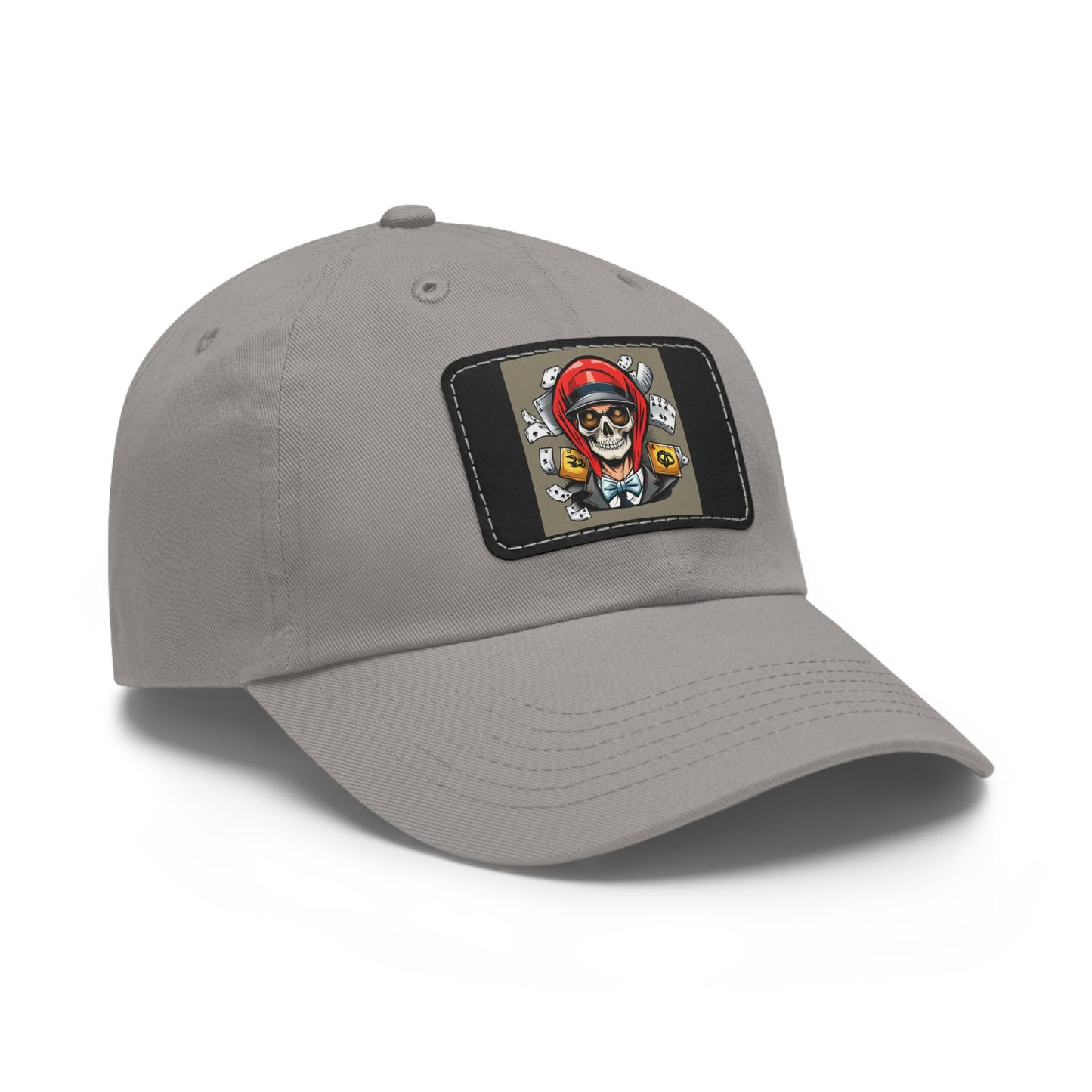 poker skull hat Hat with Leather Patch
