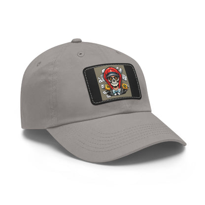 poker skull hat Hat with Leather Patch