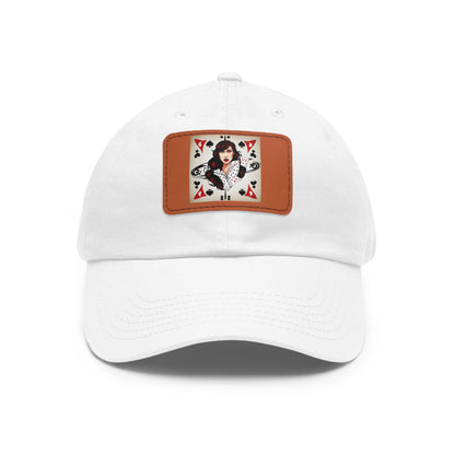 Poker woman  Hat with Leather Patch