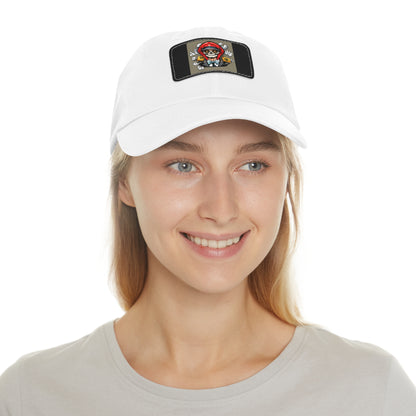 poker skull hat Hat with Leather Patch