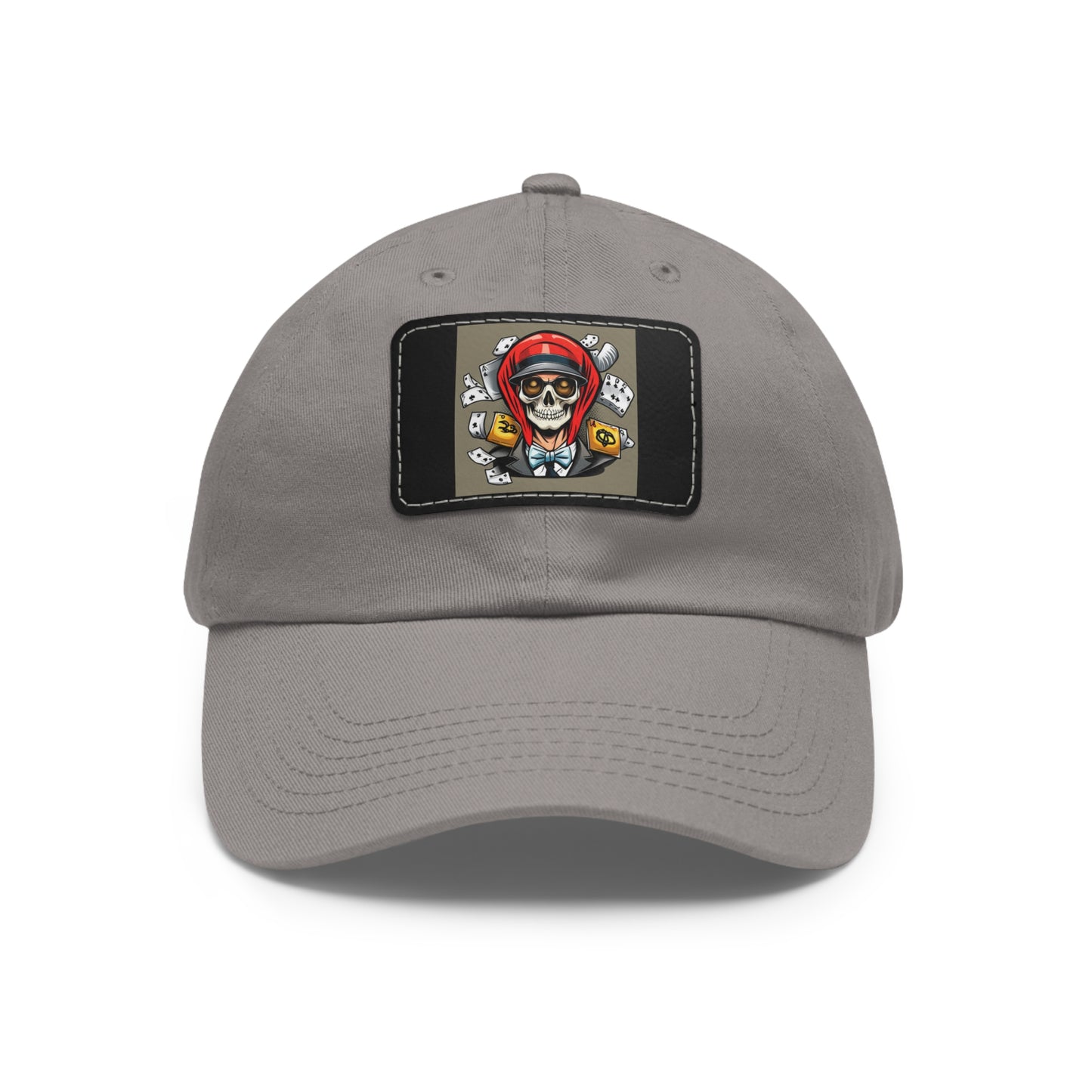 poker skull hat Hat with Leather Patch