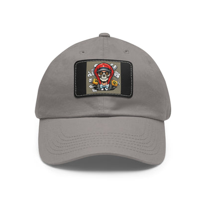 poker skull hat Hat with Leather Patch