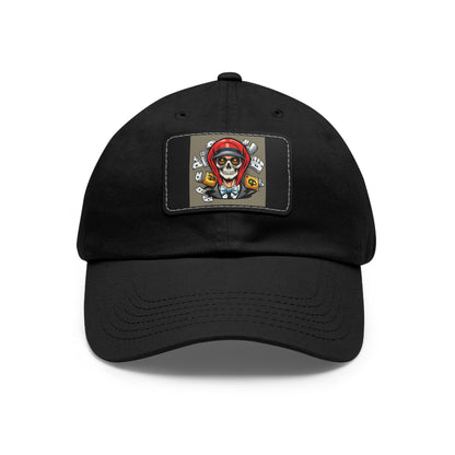 poker skull hat Hat with Leather Patch