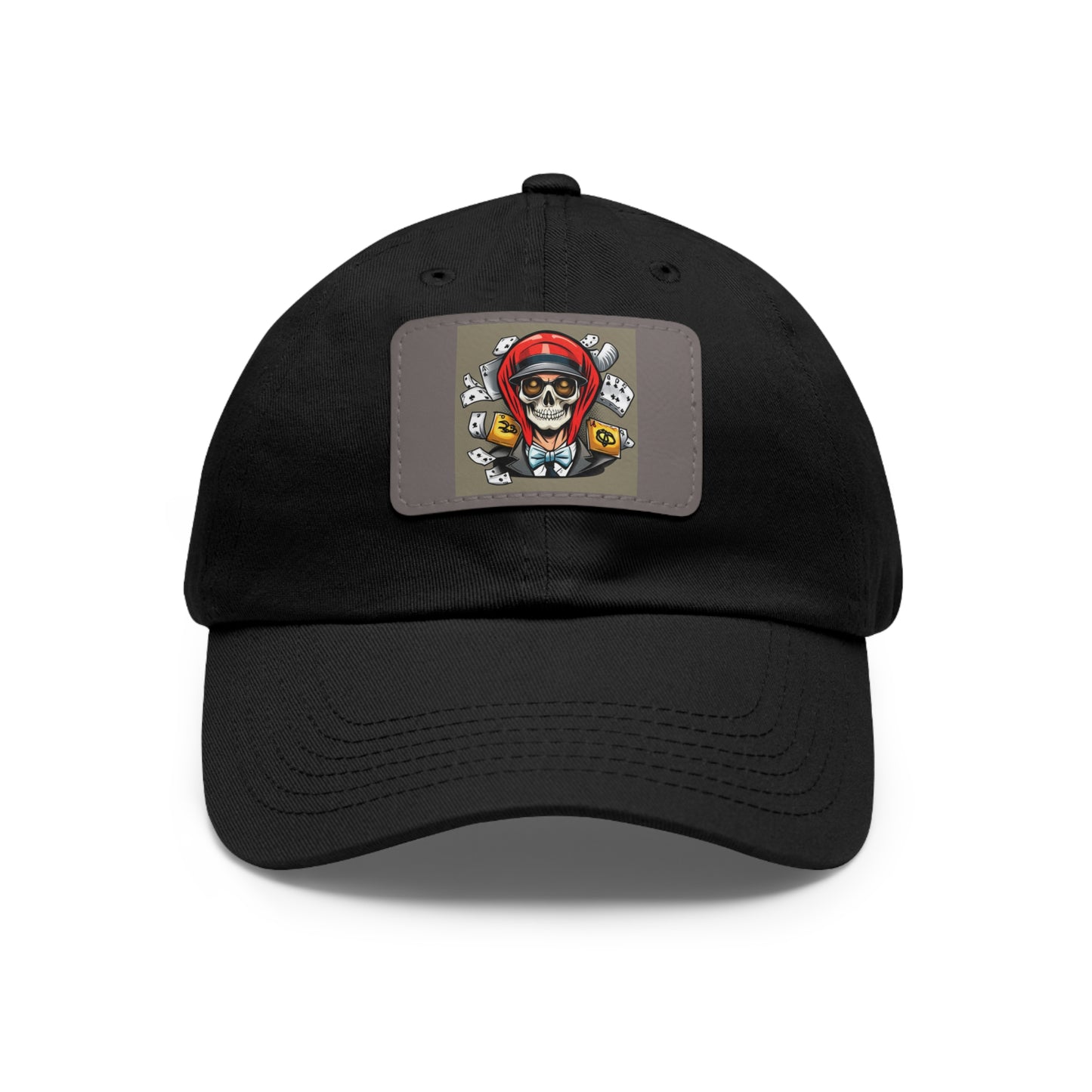 poker skull hat Hat with Leather Patch