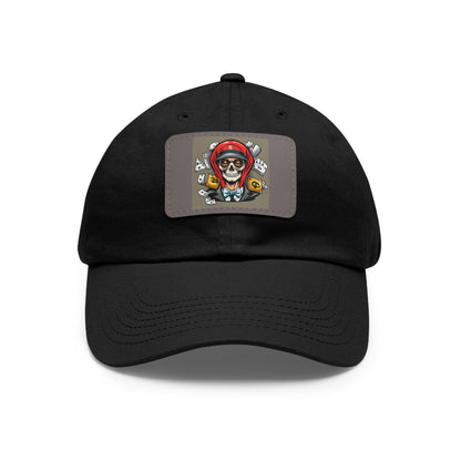 poker skull hat Hat with Leather Patch