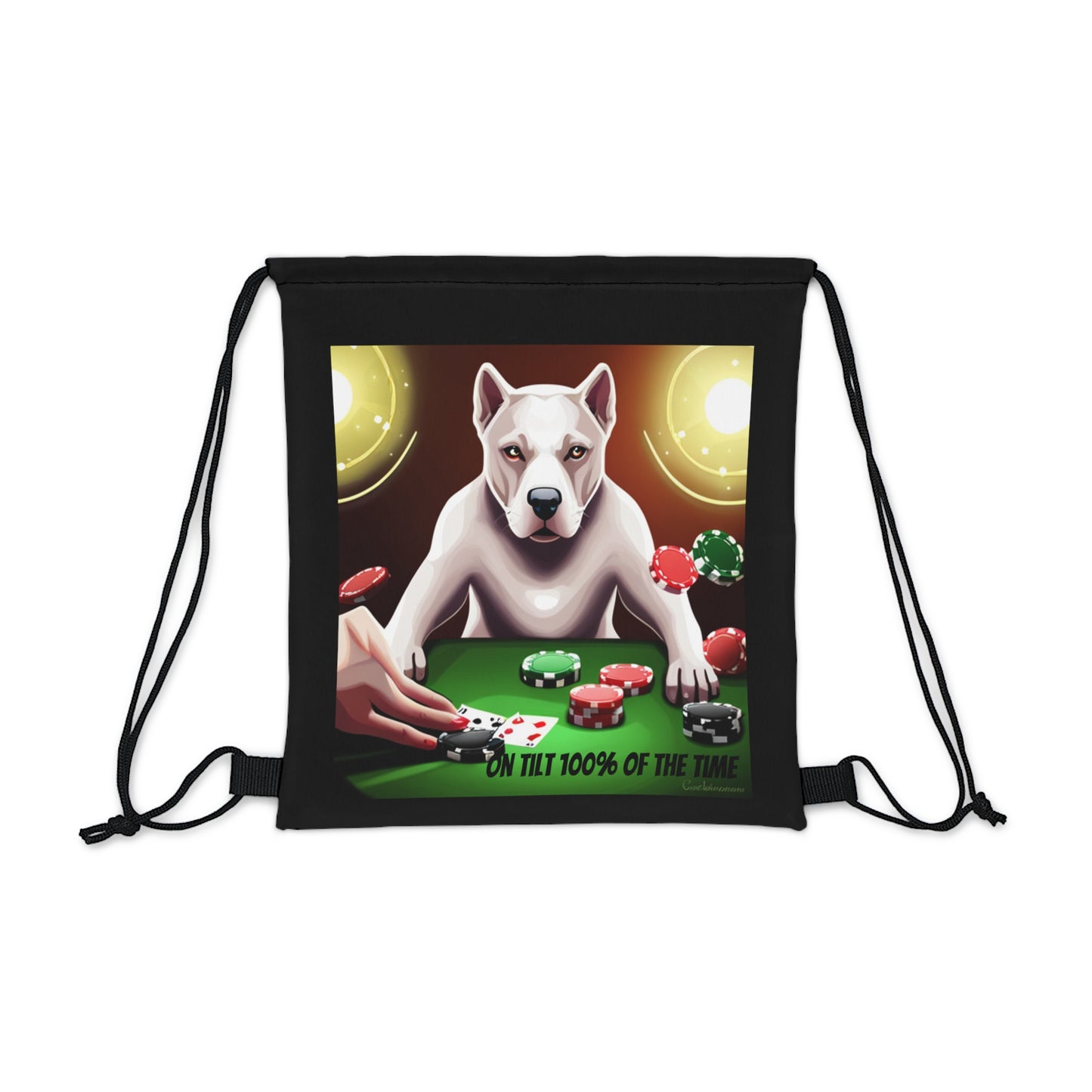 "On tilt 100% of the time" Drawstring Bag