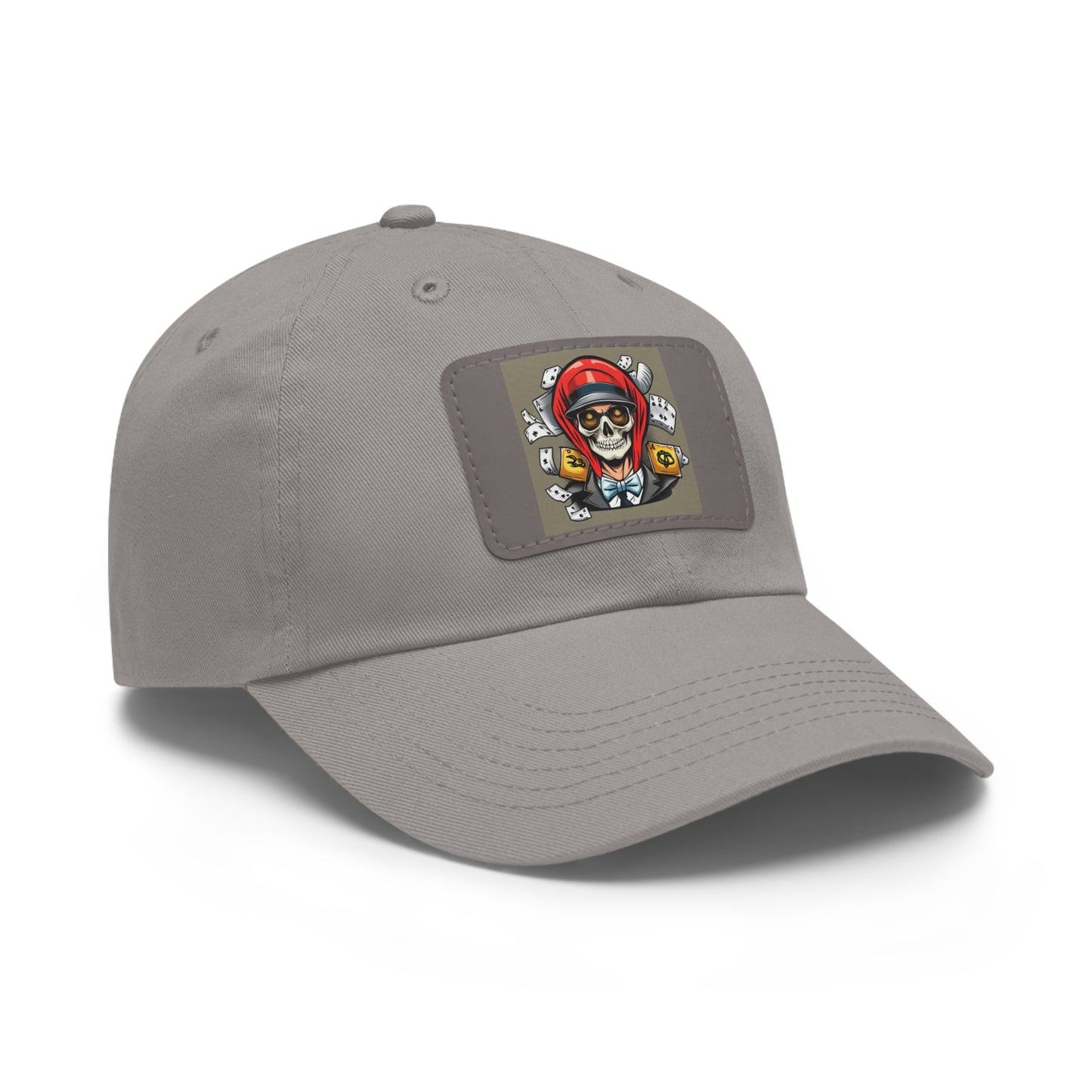 poker skull hat Hat with Leather Patch