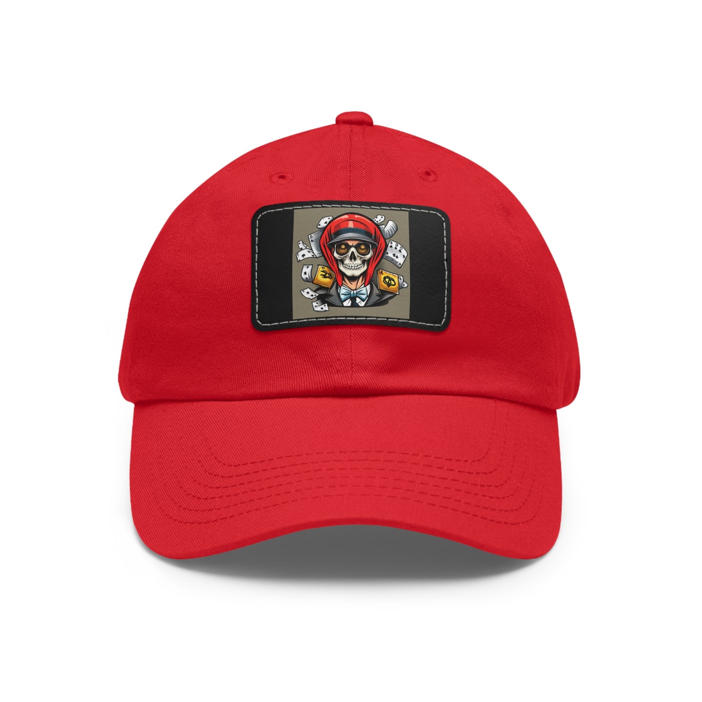 poker skull hat Hat with Leather Patch