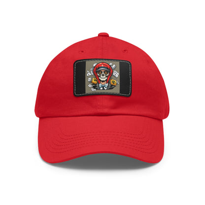 poker skull hat Hat with Leather Patch