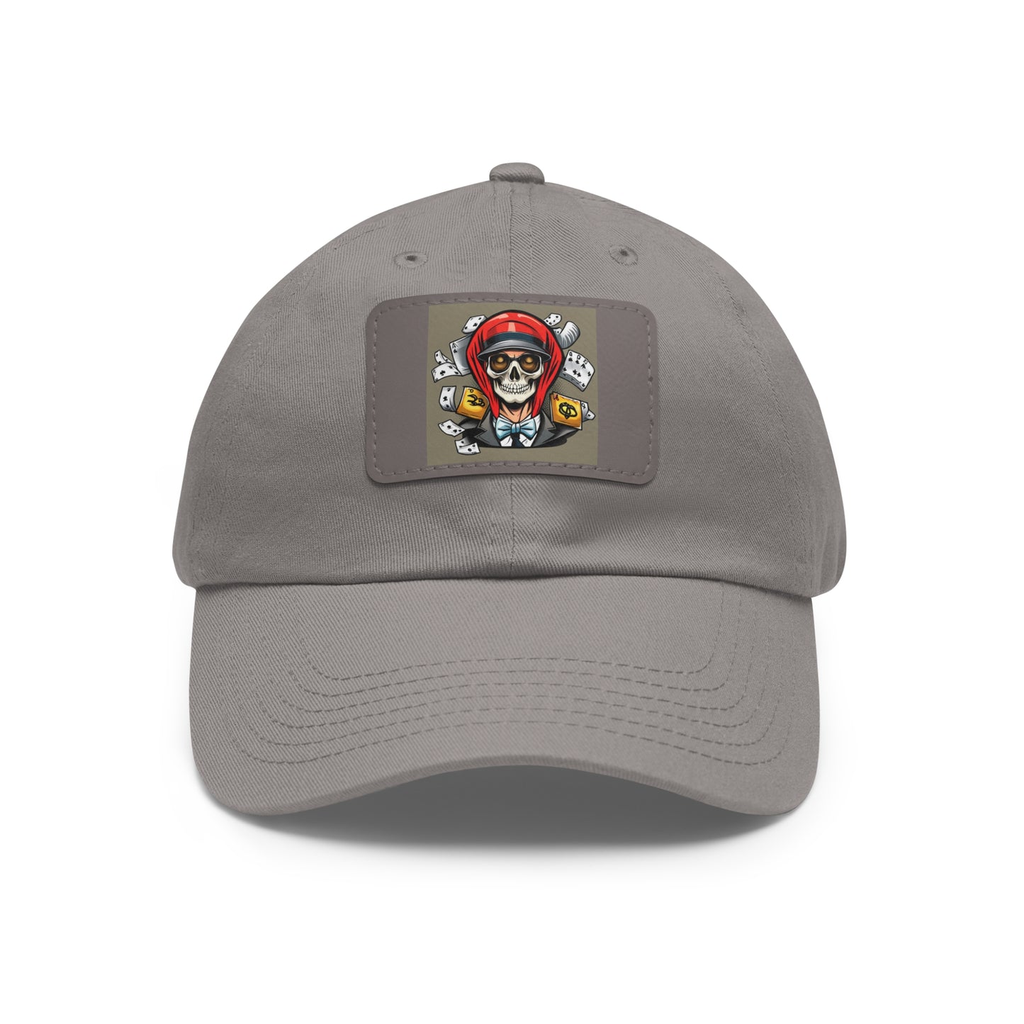 poker skull hat Hat with Leather Patch