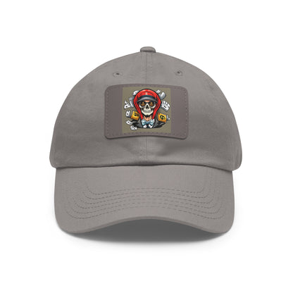 poker skull hat Hat with Leather Patch