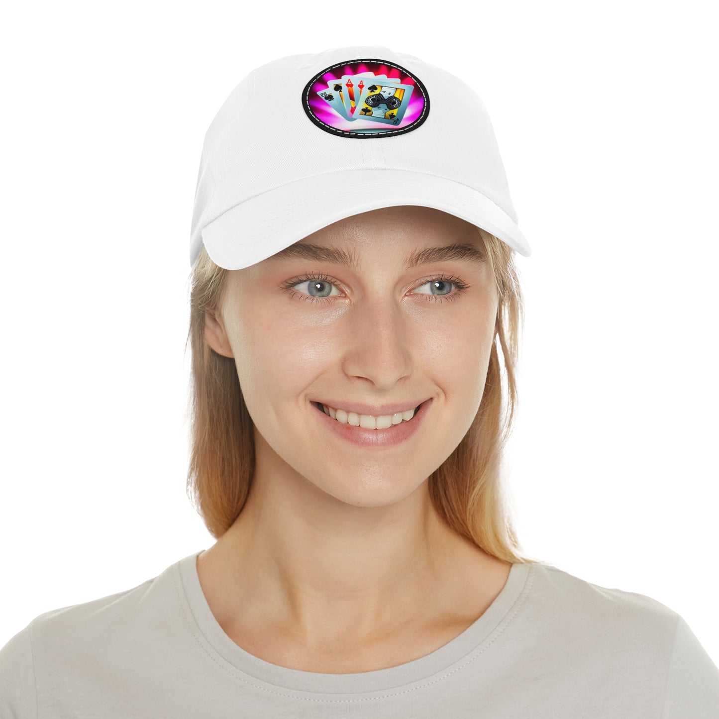 Poker cards Hat with leather detail patch