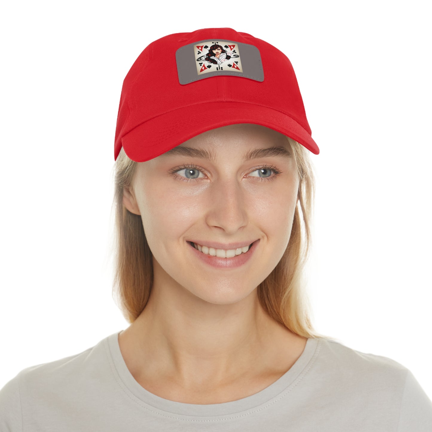 Poker woman  Hat with Leather Patch