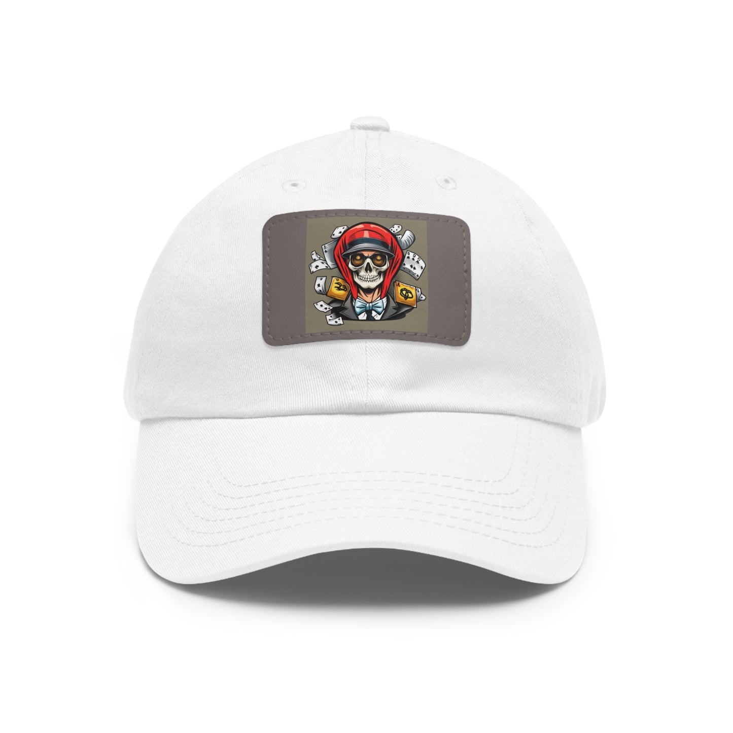 poker skull hat Hat with Leather Patch