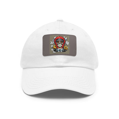 poker skull hat Hat with Leather Patch